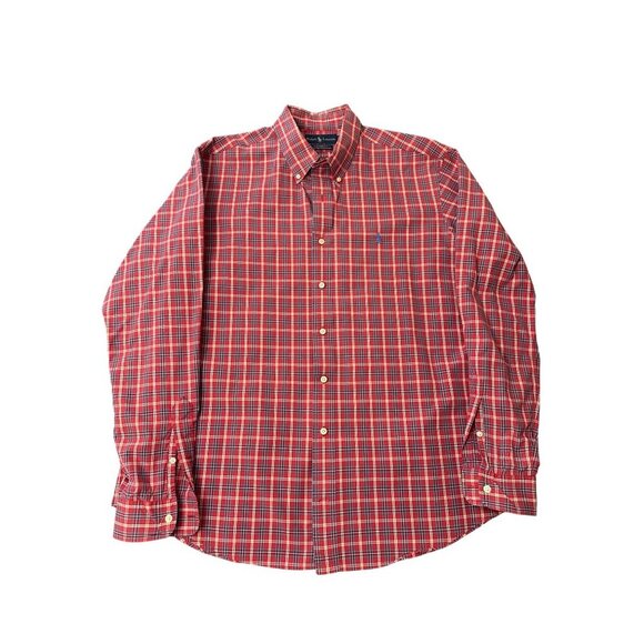 Ralph Lauren Mens XL Red Plaid Button-Down Shirt Custom Fit 100% Cotton Classic - Picture 1 of 6